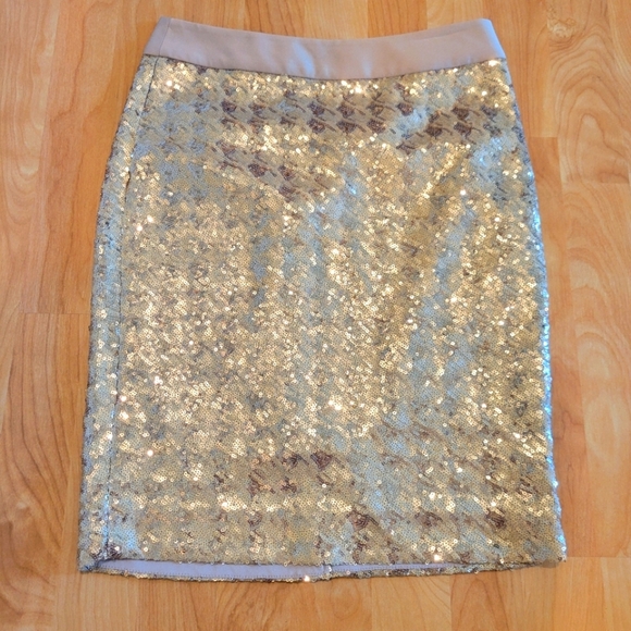 The Limited Gold Sequin Pencil Skirt Size 0 - Picture 1 of 6